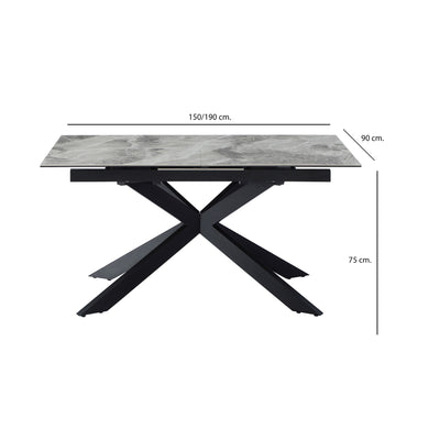 Phoenix 150-190cm Grey Ceramic Marble Extending Table