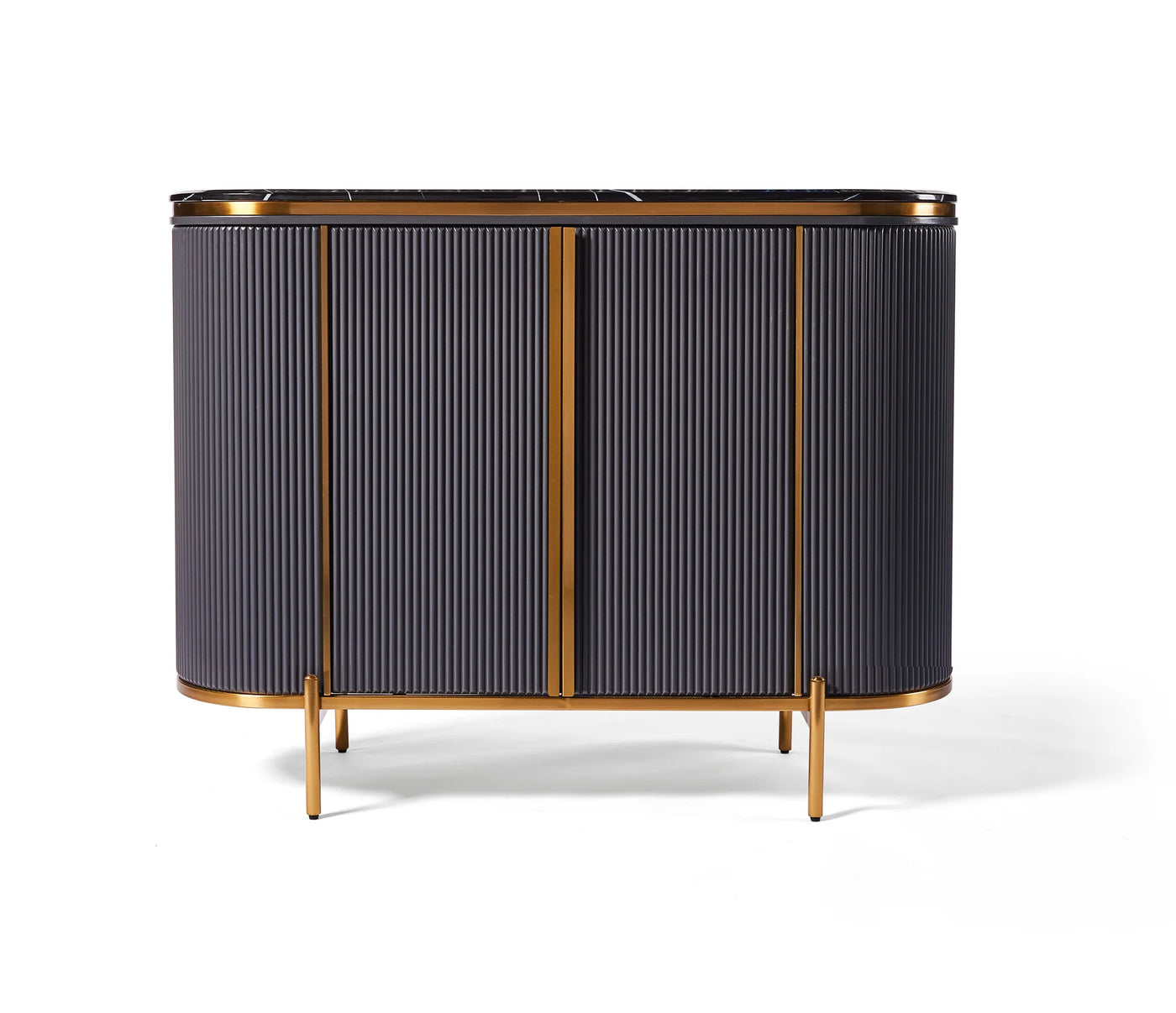 Dalia Black & Gold Premium Ribbed Sideboard