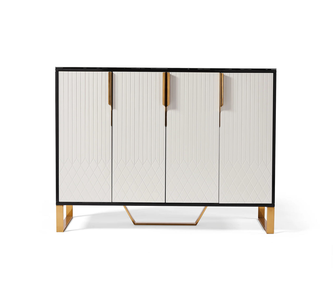 Amal Black, White & Gold Premium Ribbed Sideboard