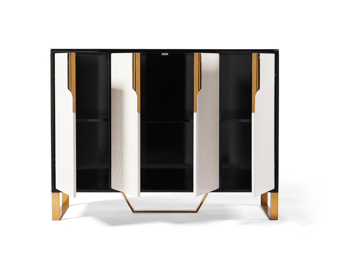 Amal Black, White & Gold Premium Ribbed Sideboard