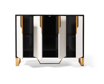 Amal Black, White & Gold Premium Ribbed Sideboard