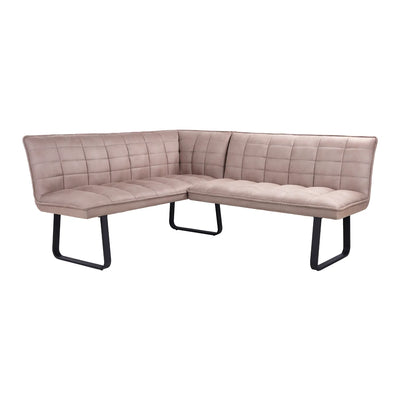 Luna Corner Taupe Velvet Bench - Left Hand Facing