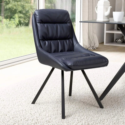 Set of 2 Madeline Swivel Leather Effect Midnight Blue Dining Chair (Pairs)