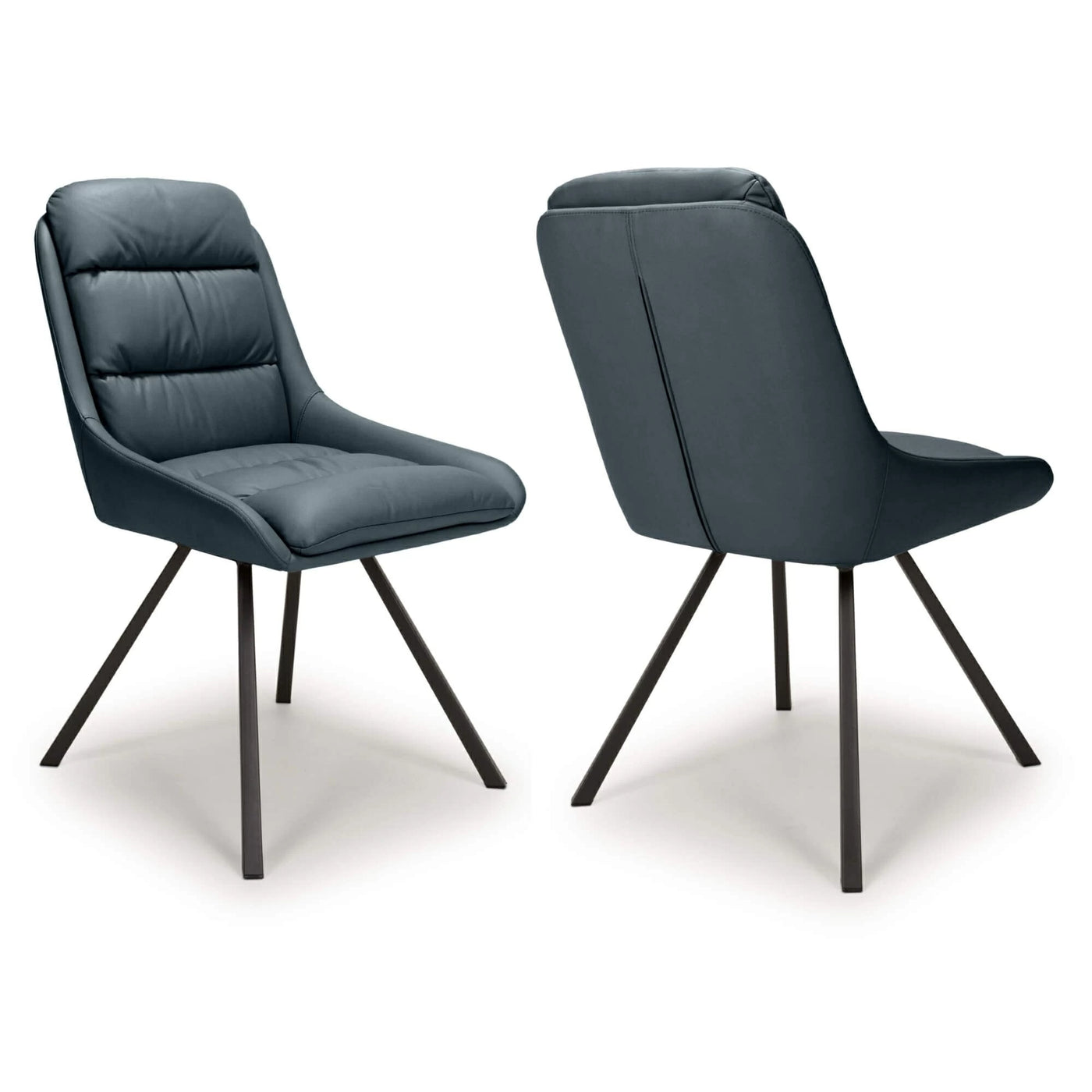 Set of 2 Madeline Swivel Leather Effect Midnight Blue Dining Chair (Pairs)