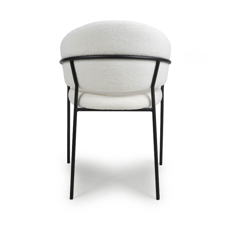 Set of 2 Reno Boucle Velvet White Dining Chair Black Legs (Pairs)