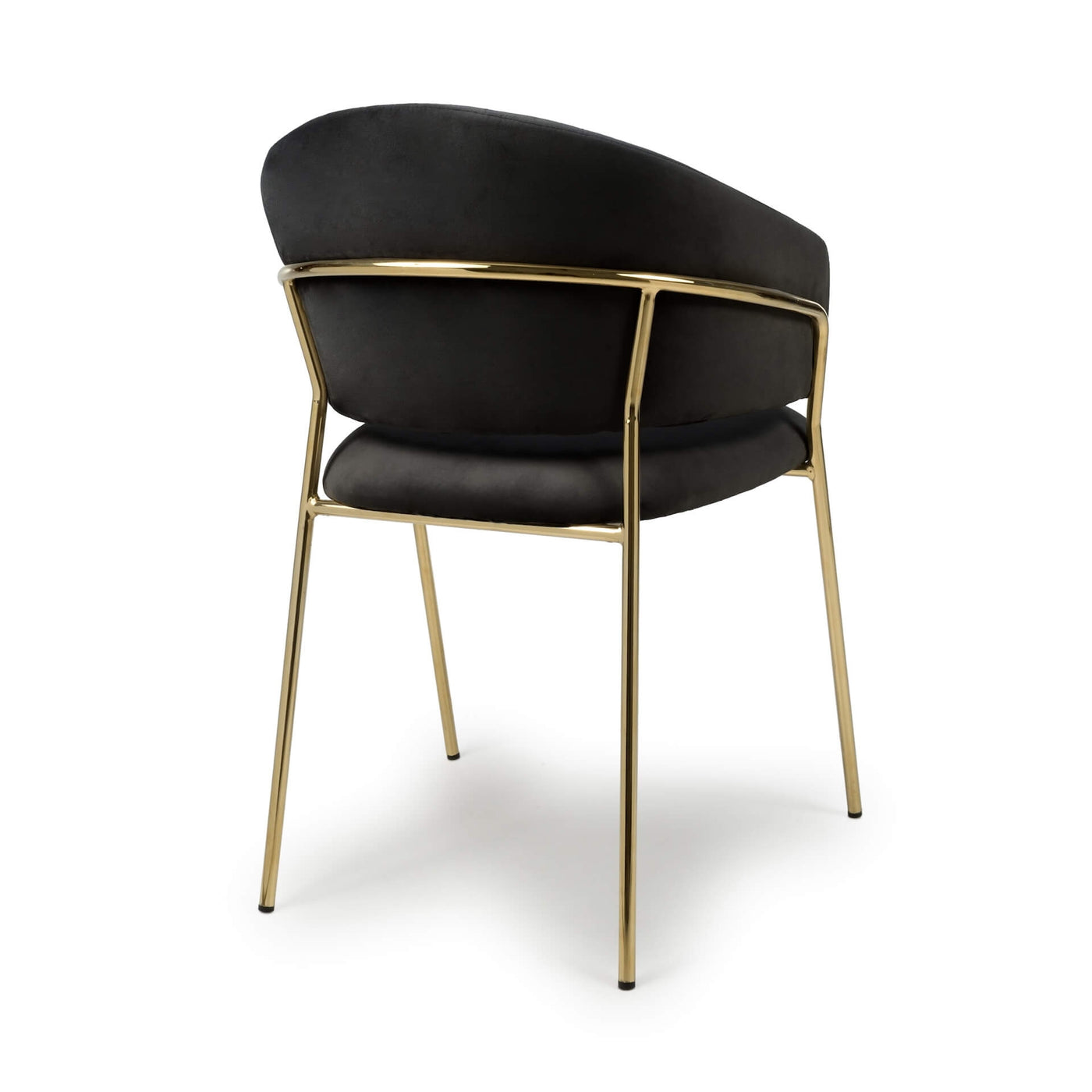 Set of 2 Reno Brushed Velvet Black Dining Chair Gold Legs (Pairs)