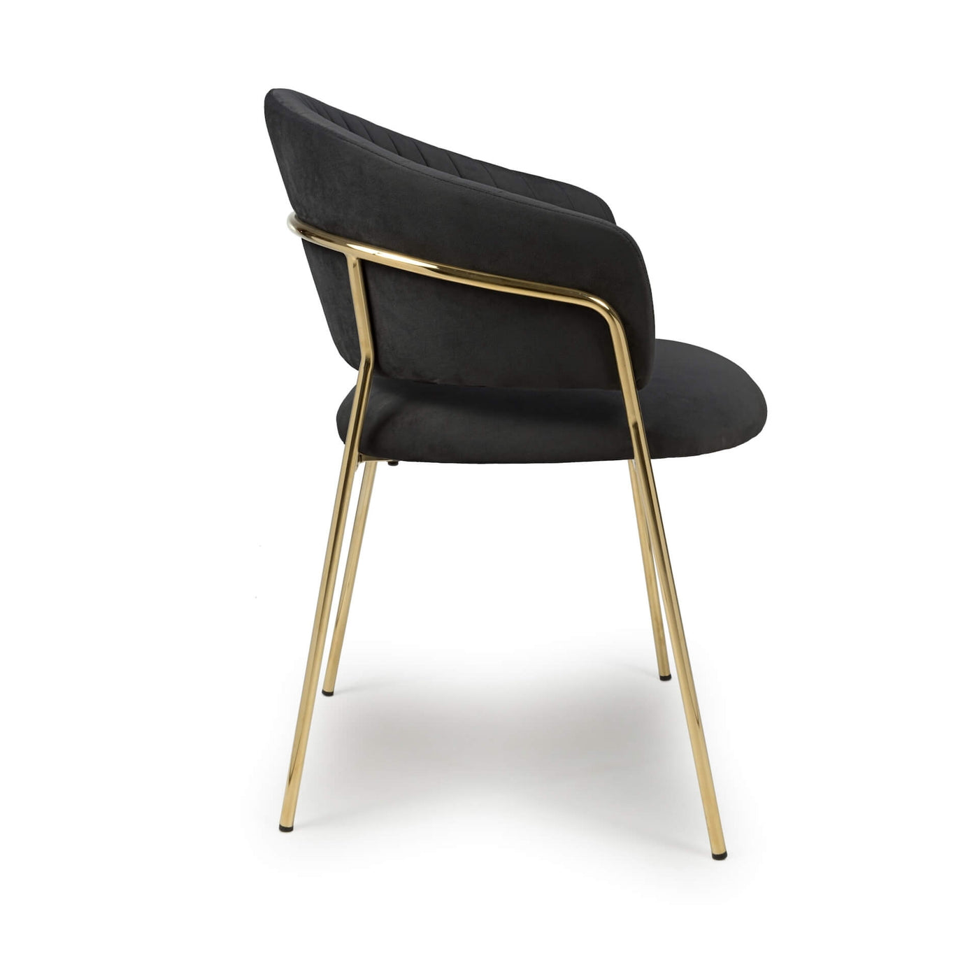 Set of 2 Reno Brushed Velvet Black Dining Chair Gold Legs (Pairs)