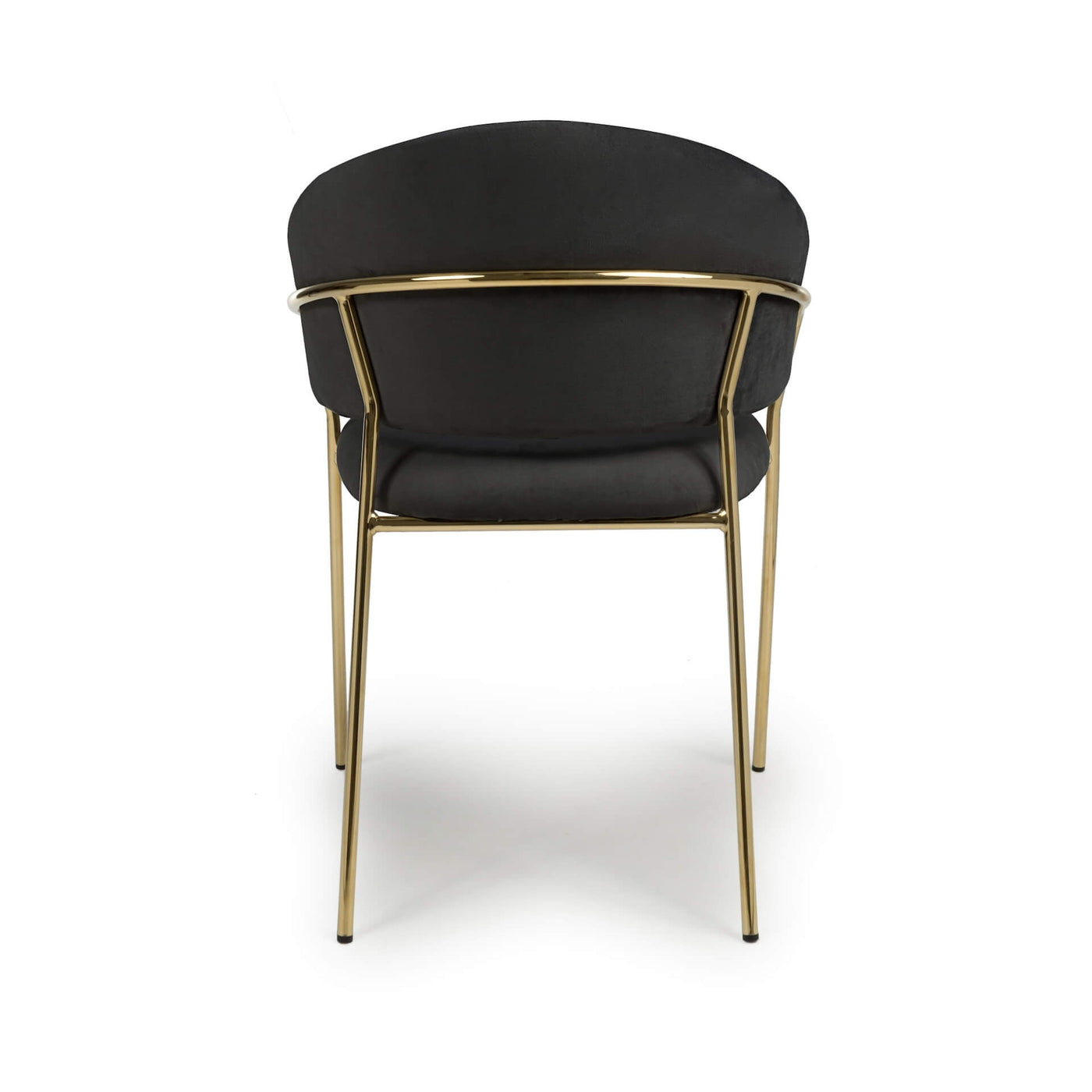 Set of 2 Reno Brushed Velvet Black Dining Chair Gold Legs (Pairs)