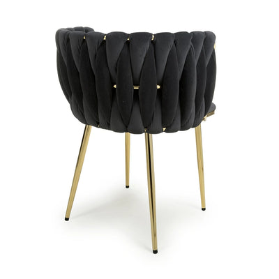Set of 2 Ottie Luxury Black & Gold Velvet Dining Chair Gold Legs (Pairs)