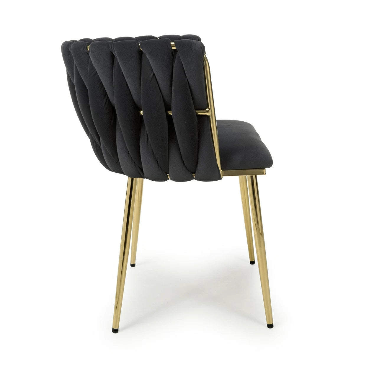 Set of 2 Ottie Luxury Black & Gold Velvet Dining Chair Gold Legs (Pairs)