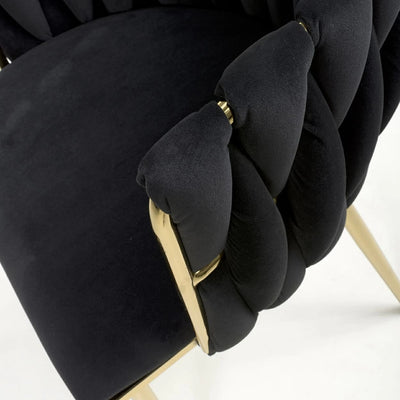 Set of 2 Ottie Luxury Black & Gold Velvet Dining Chair Gold Legs (Pairs)