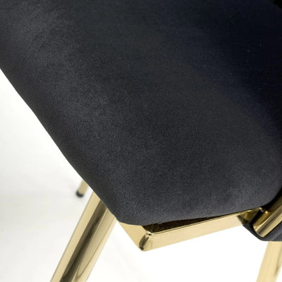 Set of 2 Ottie Luxury Black & Gold Velvet Dining Chair Gold Legs (Pairs)