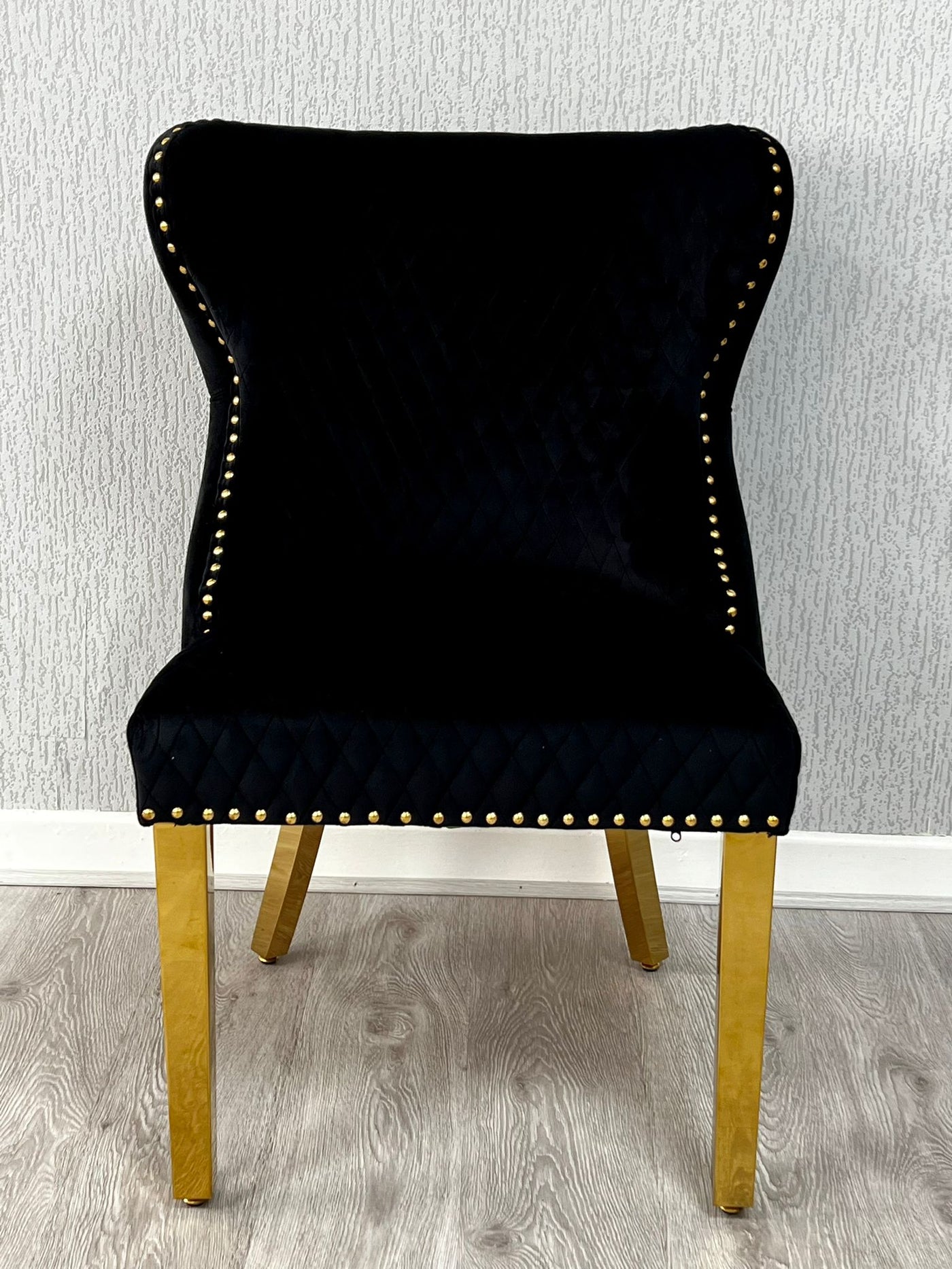 Valentino Gold Lion Knocker Plush Velvet Button Back Dining Chair Gold Legs - 2 Colours