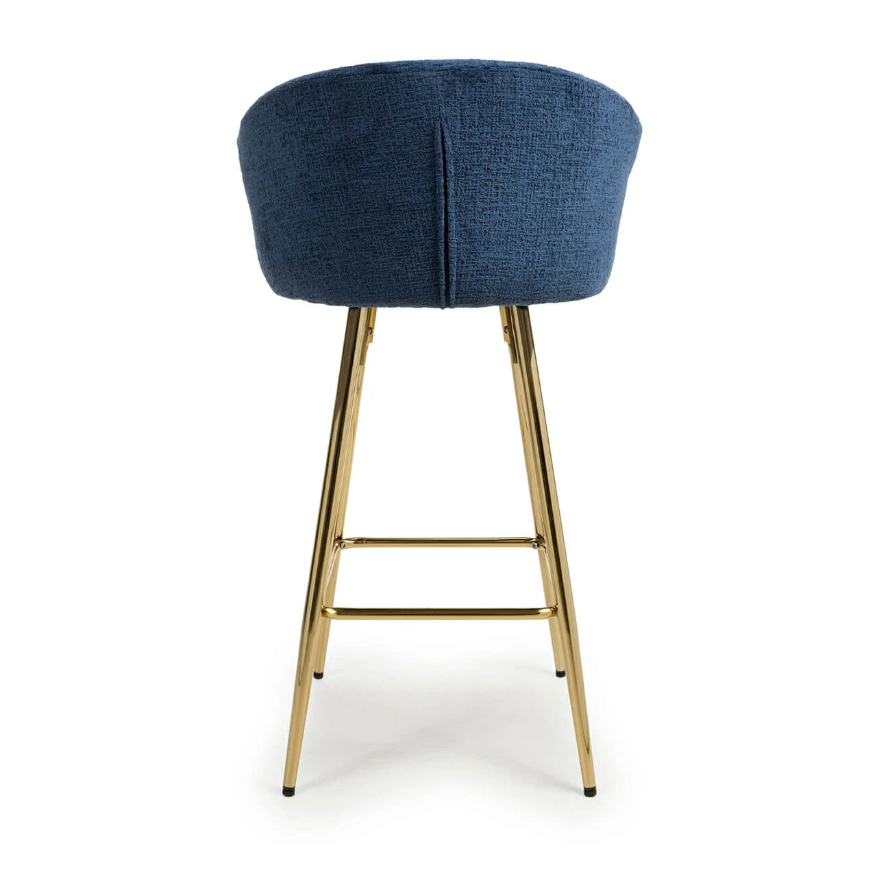 Viscose Luxury Blue & Gold Linen Fabric Bar Stool Gold Legs