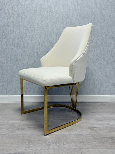 Carlton Cream/Gold Plush Velvet Dining Chair