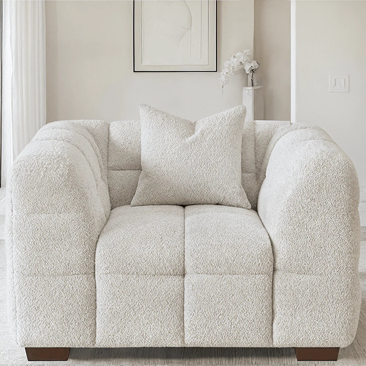 The Bubble Tribeca Ivory White Boucle Armchair Premium Boucle Fabric - PRE ORDER FOR MARCH 2025