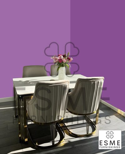 Sorrento 180cm Gold Dining Table with White Ceramic Marble Top + Carlton Cream Gold Velvet Chairs