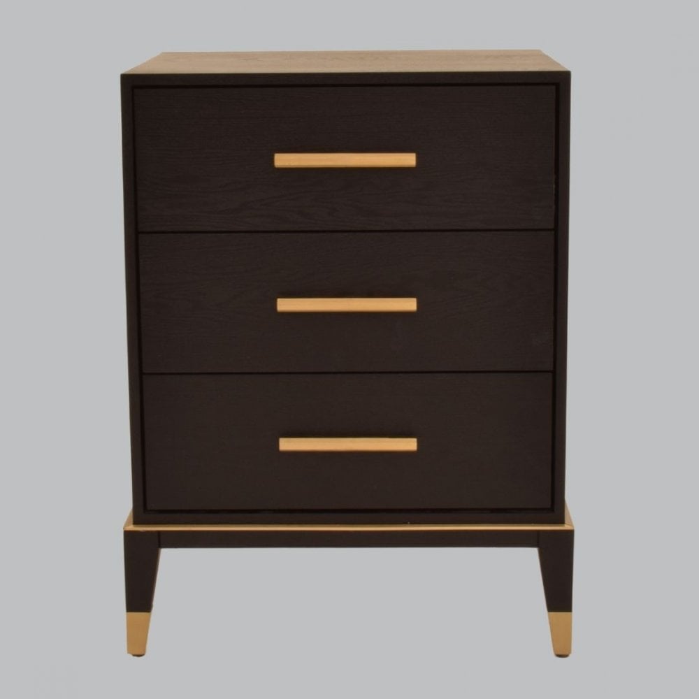 Delta Black 3 Drawer Side Table