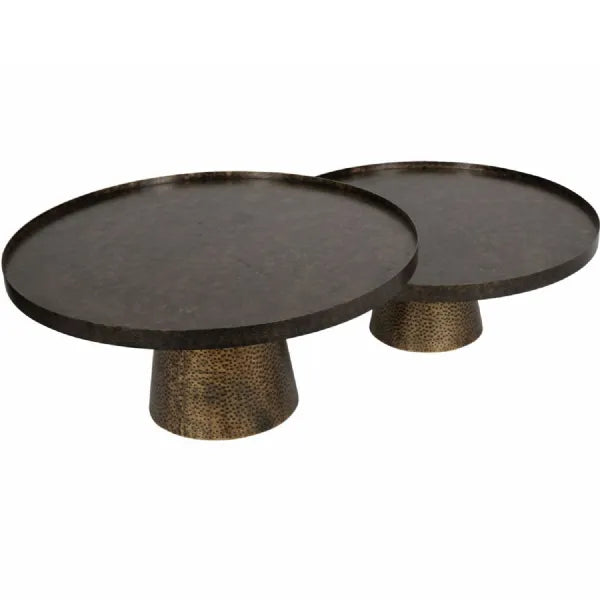 Libra Interiors Sandbanks Coffee Table Set of 2 – Rustic Antique Gold