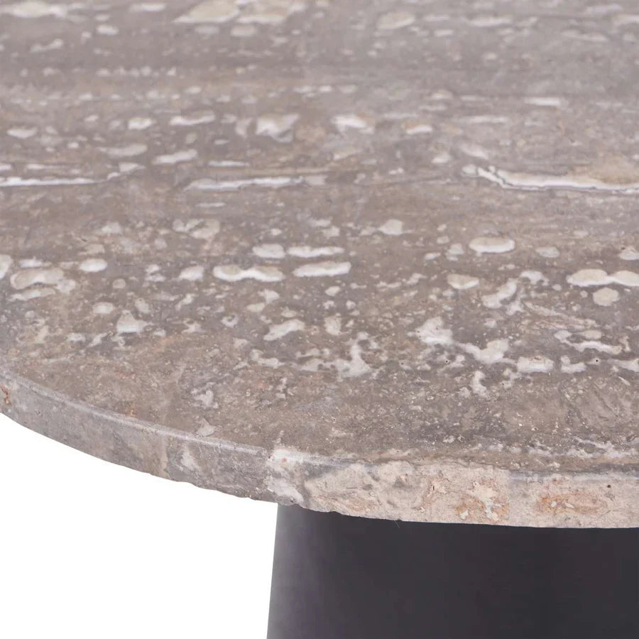 Libra Interiors Clifton II Side Table in Charcoal Black and Travertine