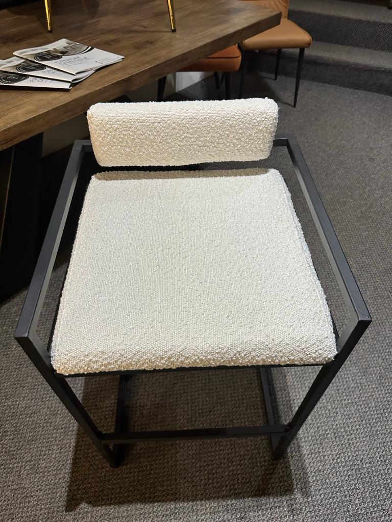 Nova Ivory White Boucle Premium Fabric Bar Stool