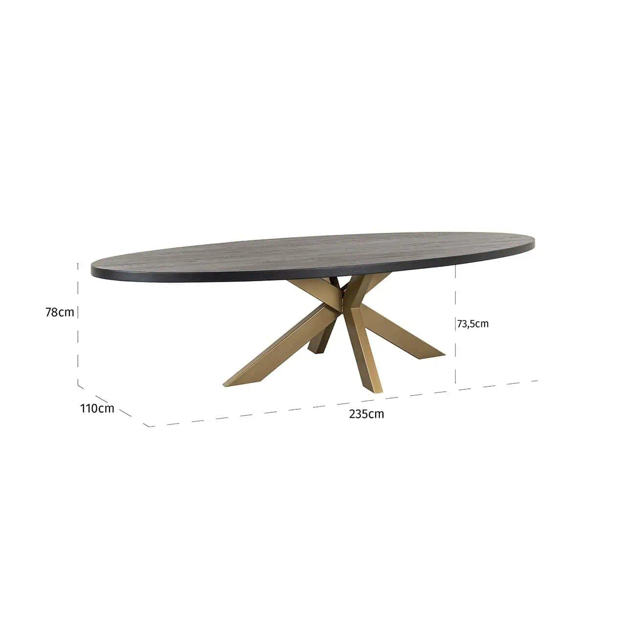 Watson Black Oak/Gold 235cm Spider Leg Dining Table