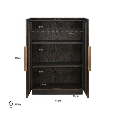 Richmond Interiors Claremont Brown 2 Drawer Display Cabinet