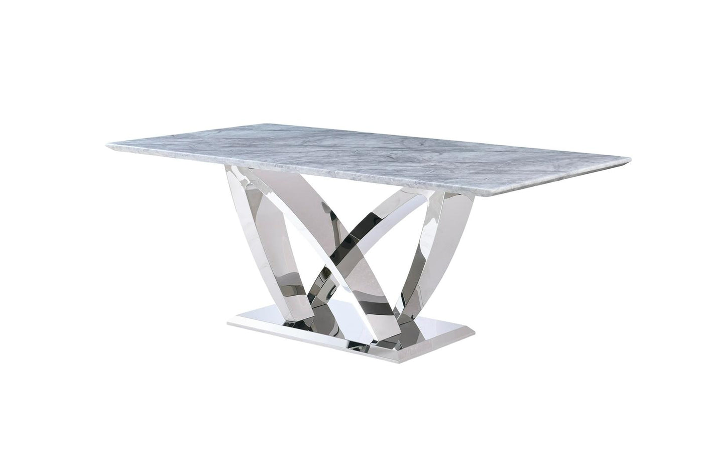 Amara 160cm Grey Marble & Chrome Dining Table