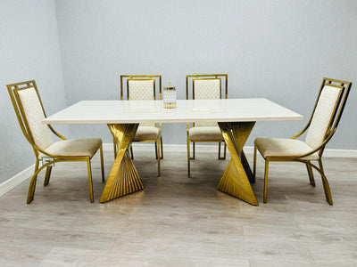 Ravello Cream & Gold Marble 180cm Dining Table Only
