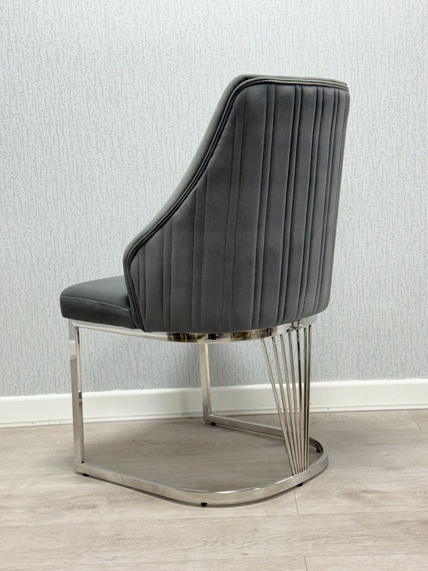 Carlton Grey/Chrome Plush Velvet Dining Chair