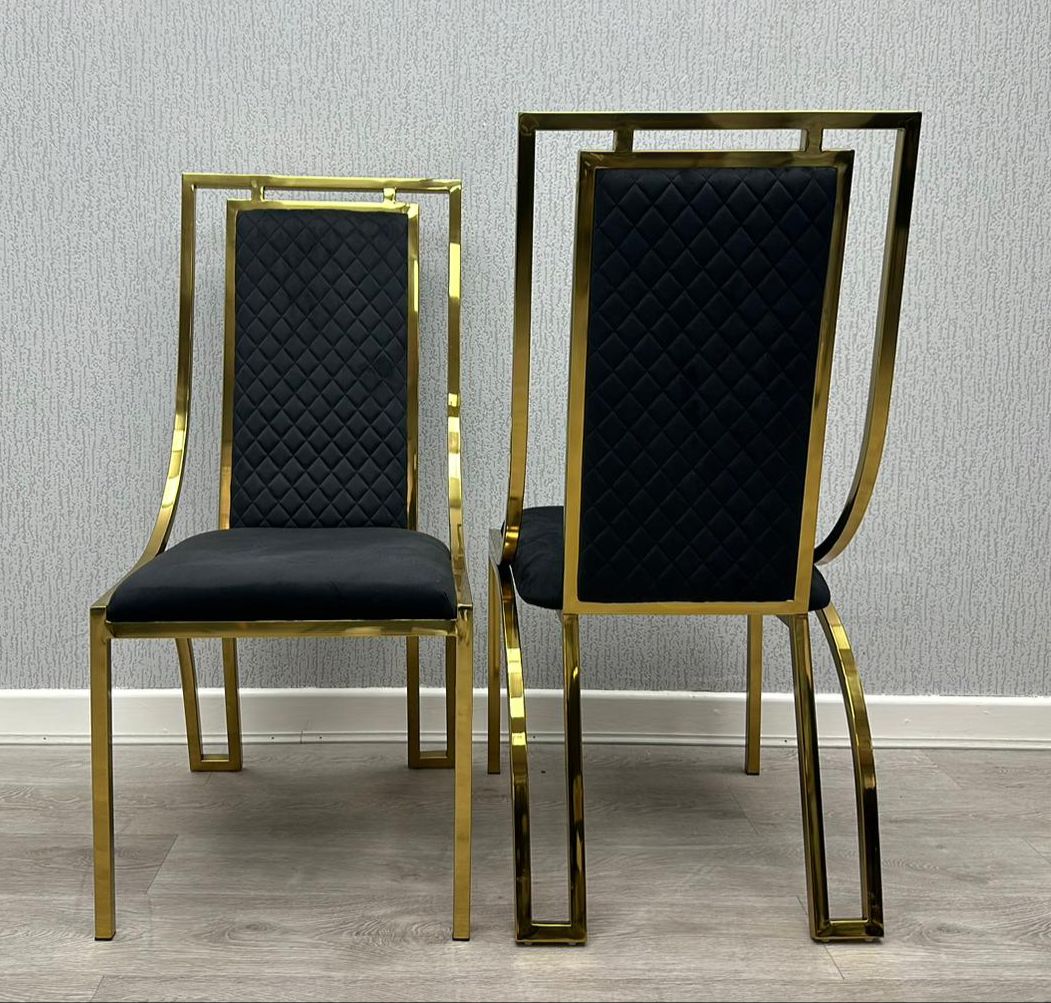 Thames Black/Gold Leathaire Fabric Dining Chair