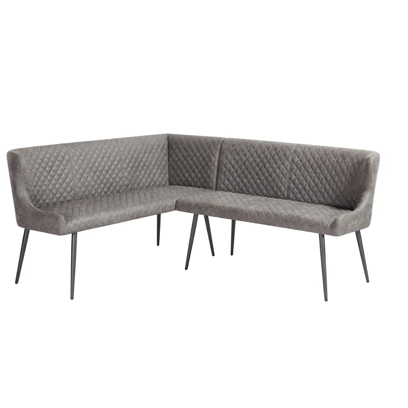 Molton Corner Grey Velvet Bench - Left Hand Facing