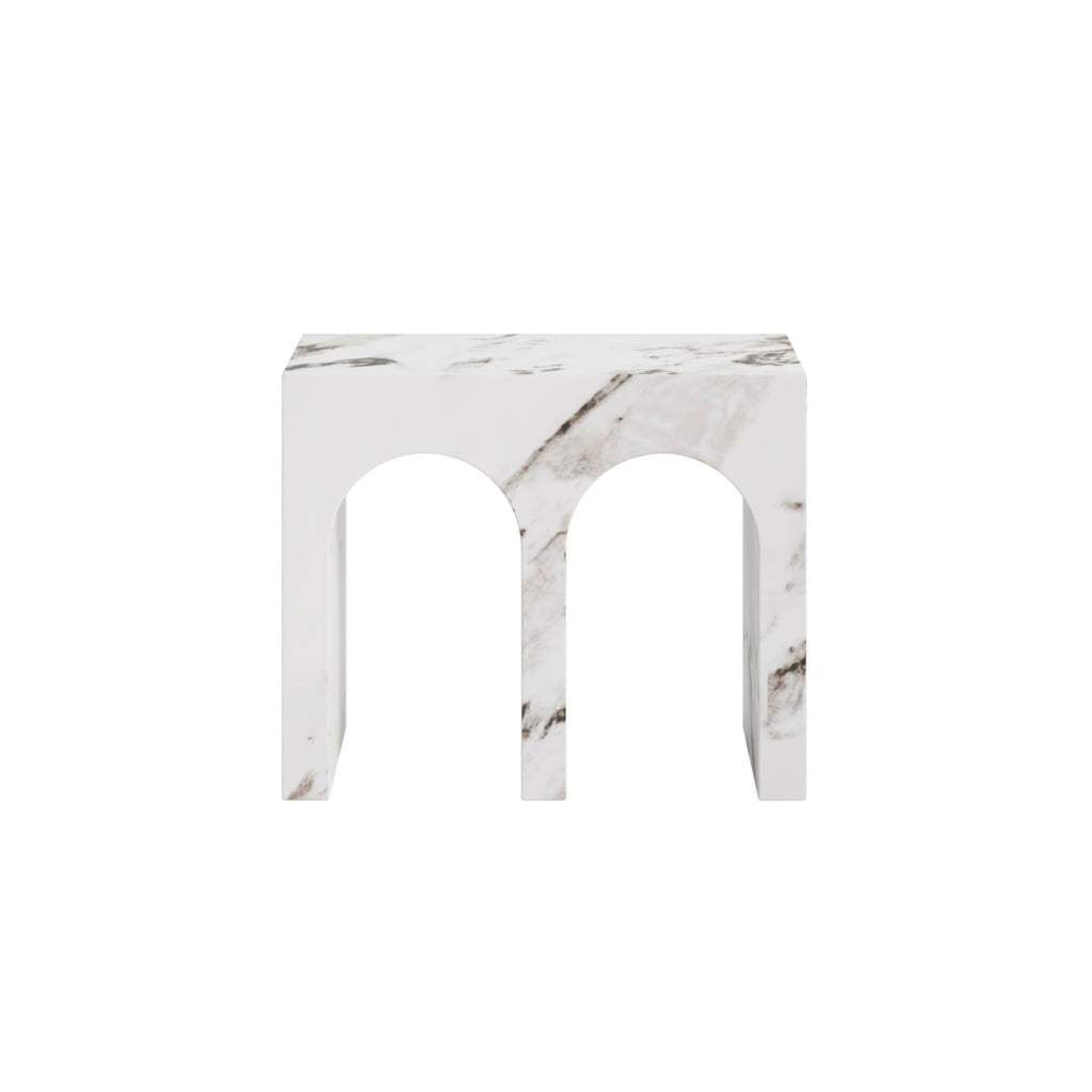 Manhattan Designs Arosa White Calacatta Large Side End Table