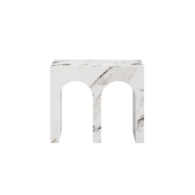 Manhattan Designs Arosa White Calacatta Large Side End Table