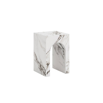 Manhattan Designs Arosa White Calacatta Side End Table