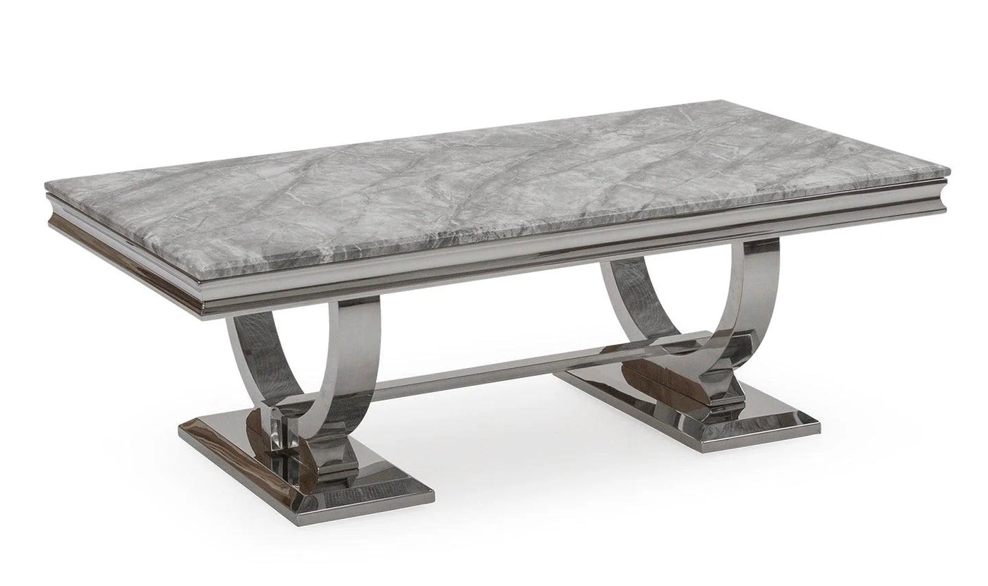 Arianna Chrome 130cm Marble Coffee Table - 4 Colors