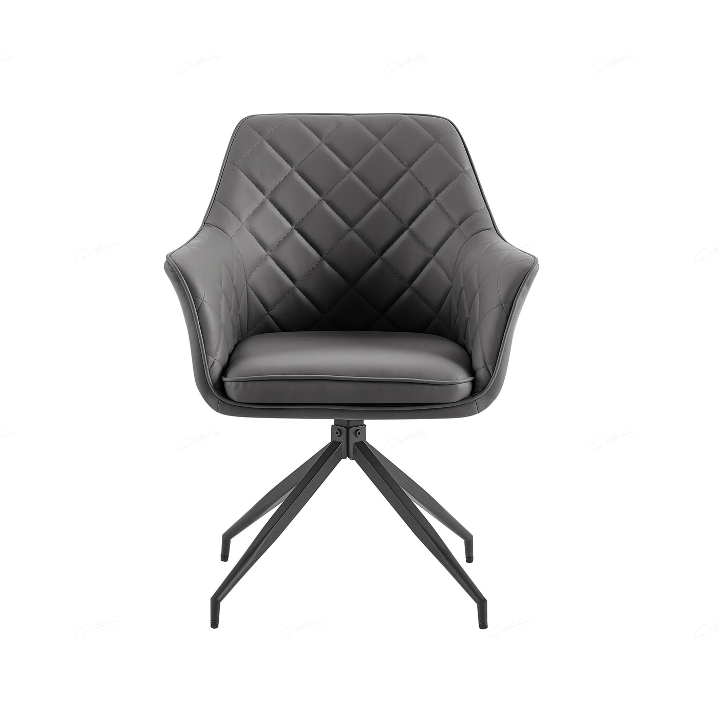 Azure PU Leather Swivel Dining Chairs With Black Metal Base - Pairs - 2 Colours