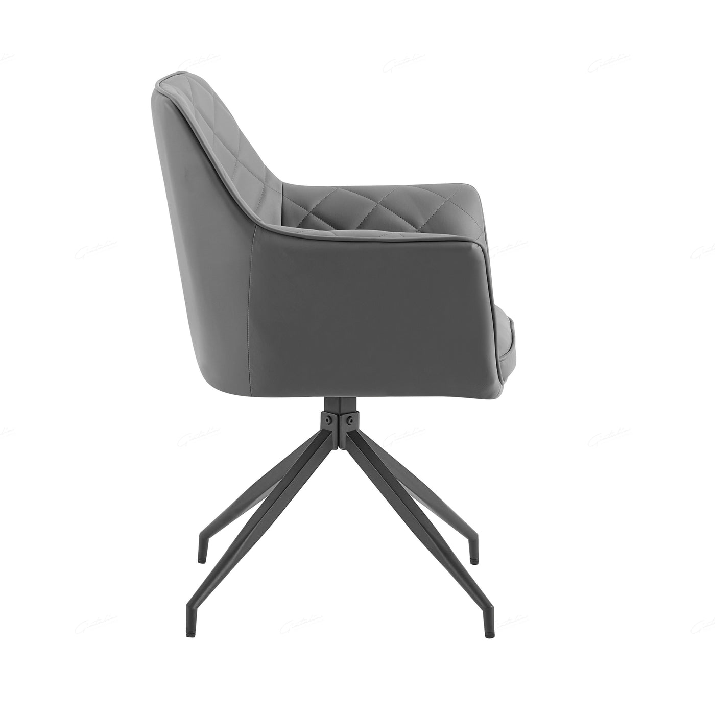 Azure PU Leather Swivel Dining Chairs With Black Metal Base - Pairs - 2 Colours