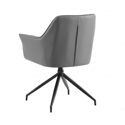 Azure PU Leather Swivel Dining Chairs With Black Metal Base - Pairs - 2 Colours