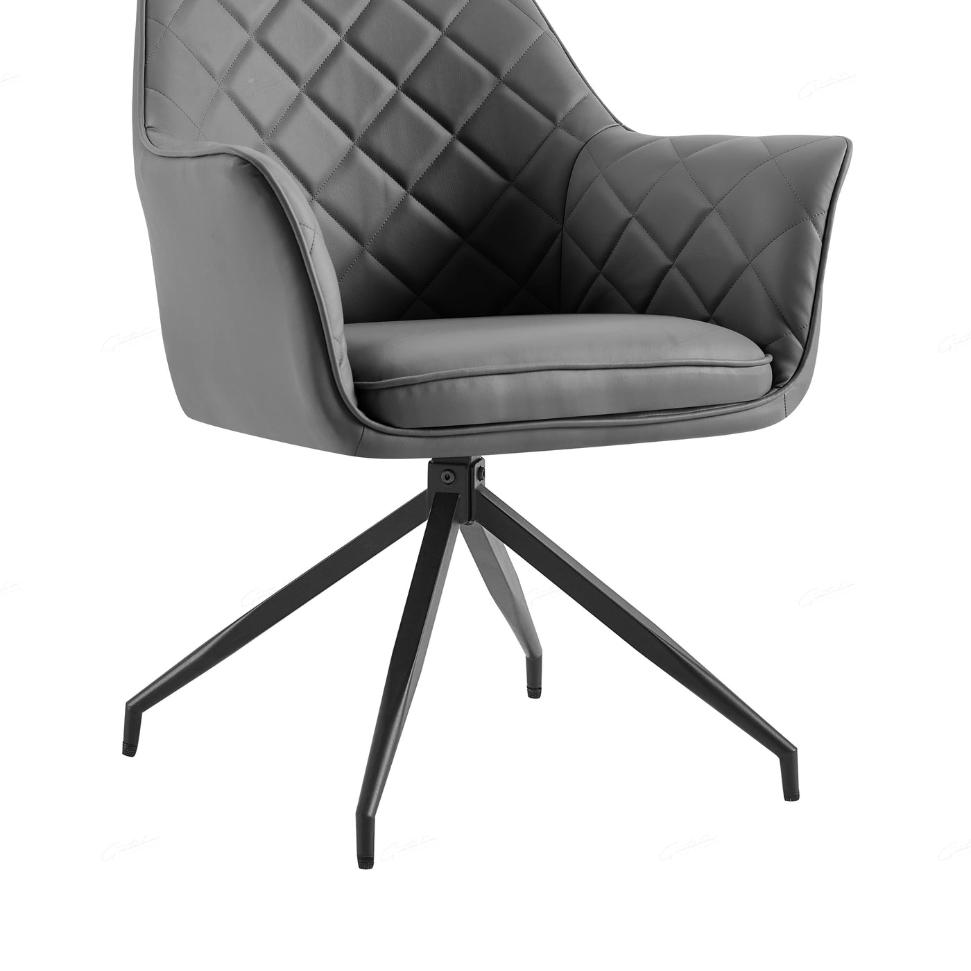 Azure PU Leather Swivel Dining Chairs With Black Metal Base - Pairs - 2 Colours