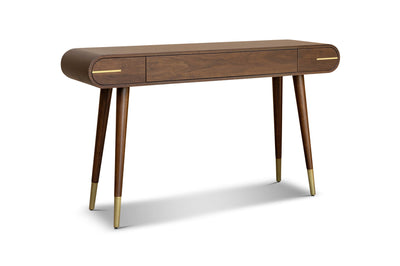 Berkeley Designs Malibu Natural Walnut Console Table with Gold Brass Handles