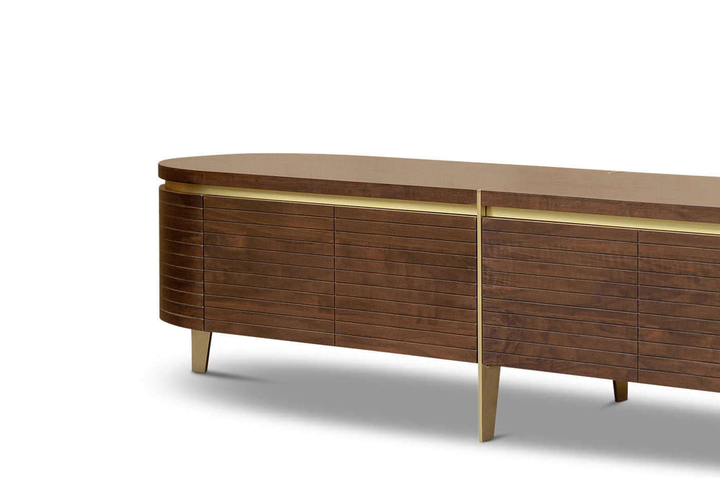 Berkeley Designs Malibu Natural Walnut Media Unit with Gold Brass Handles