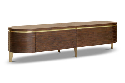 Berkeley Designs Malibu Natural Walnut Media Unit with Gold Brass Handles