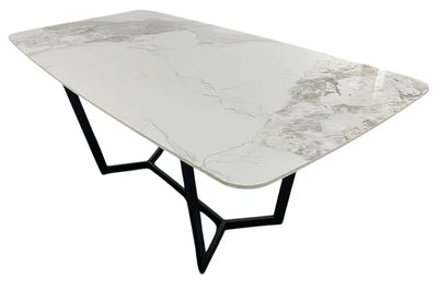 Lucien 180cm White Grey Dining Table With Black Legs