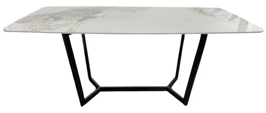 Lucien 150cm White Grey Dining Table With Black Legs