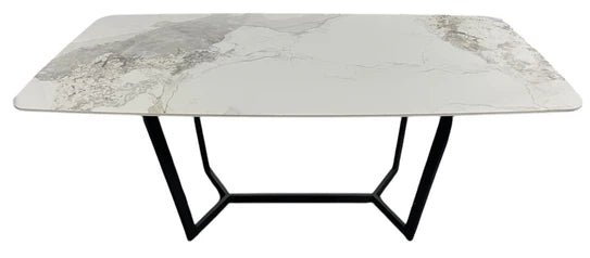 Lucien 180cm White Grey Dining Table With Black Legs