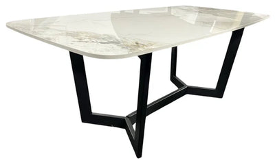 Lucien 150cm White Grey Dining Table With Black Legs