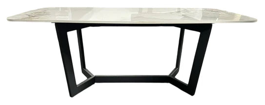 Lucien 180cm White Grey Dining Table With Black Legs