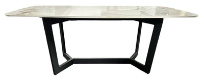 Lucien 180cm White Grey Dining Table With Black Legs