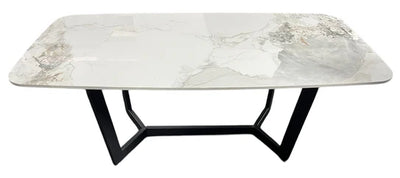 Lucien 180cm White Grey Dining Table With Black Legs